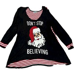 Women’s Unity World Wear Plus Size Santa Holiday Christmas Tunic Sweater 1X XL